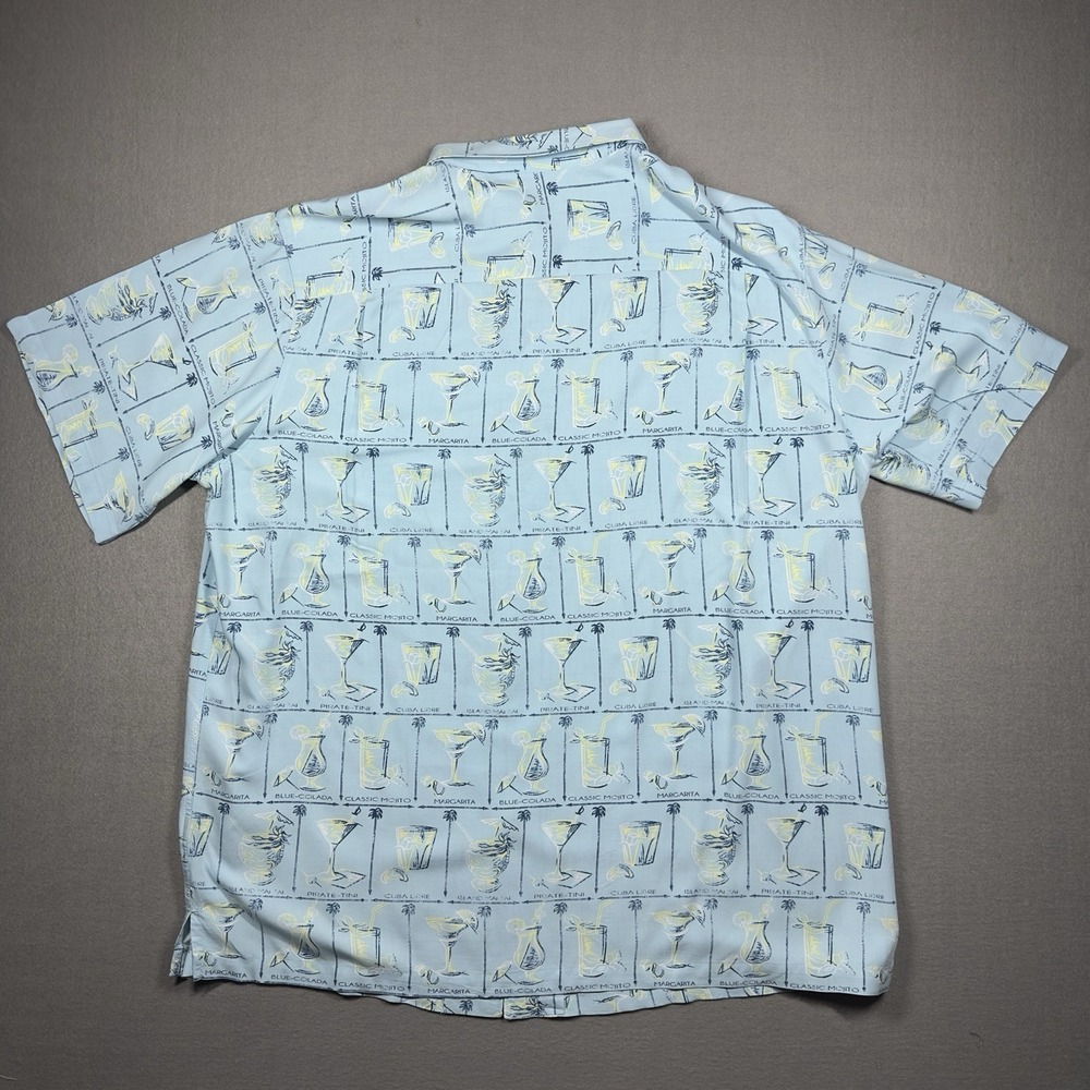 Caribbean Cocktail Print Camp Shirt Mens 3XT Blue Rayon Hawaiian Short Sleeve - Picture 3 of 12